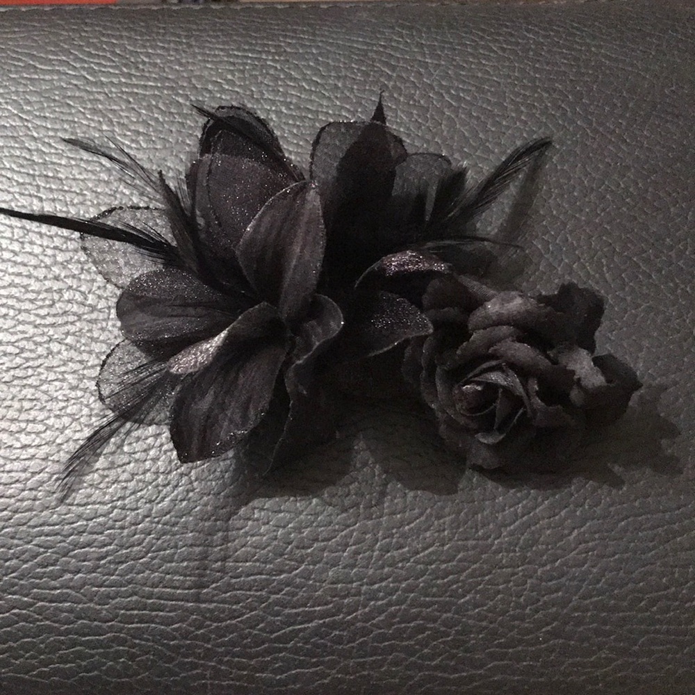 Two Clip-on Black Flowers